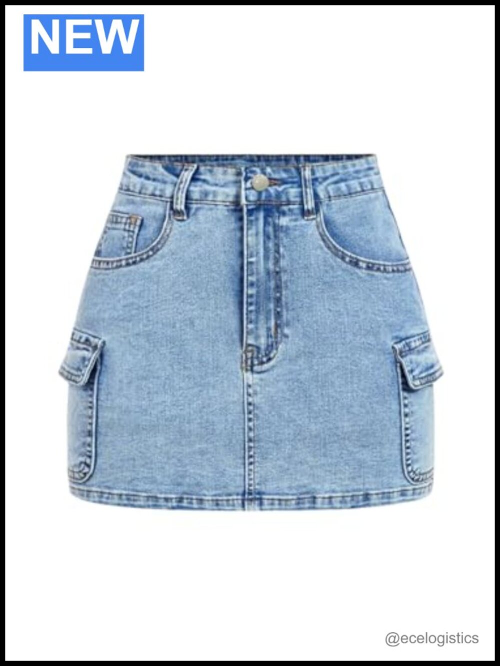 Plus Size High Waisted Bodycon Mini Denim Skirt with Pockets